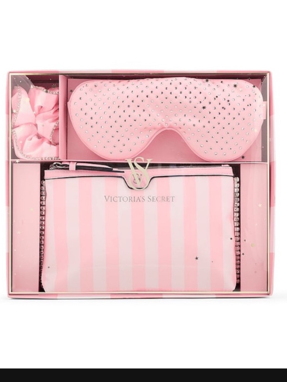 RARE Victoria's Secret Bling Heritage Stripe 3-Piece Travel Gift Set NWT